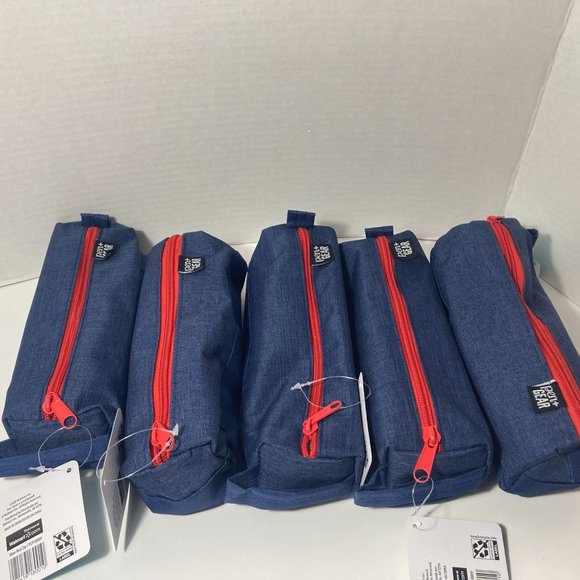 5 Blue Red Makeup Bag Pencil Case Zipper Organizer - Picture 1 of 11